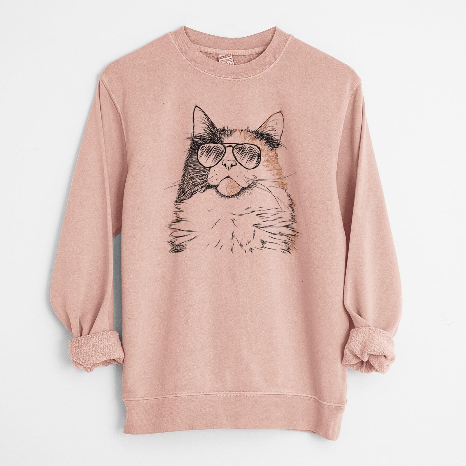 Aviator Greta the Calico Cat - Unisex Pigment Dyed Crew Sweatshirt