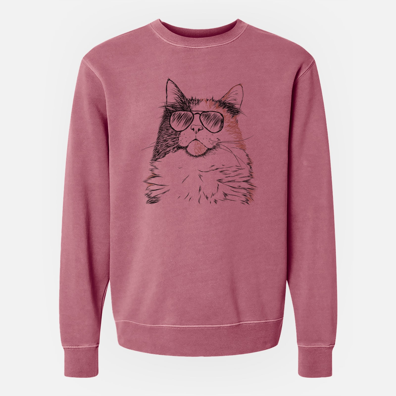 Aviator Greta the Calico Cat - Unisex Pigment Dyed Crew Sweatshirt