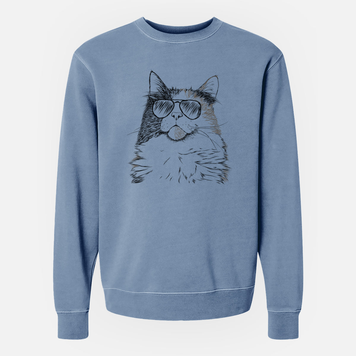 Aviator Greta the Calico Cat - Unisex Pigment Dyed Crew Sweatshirt