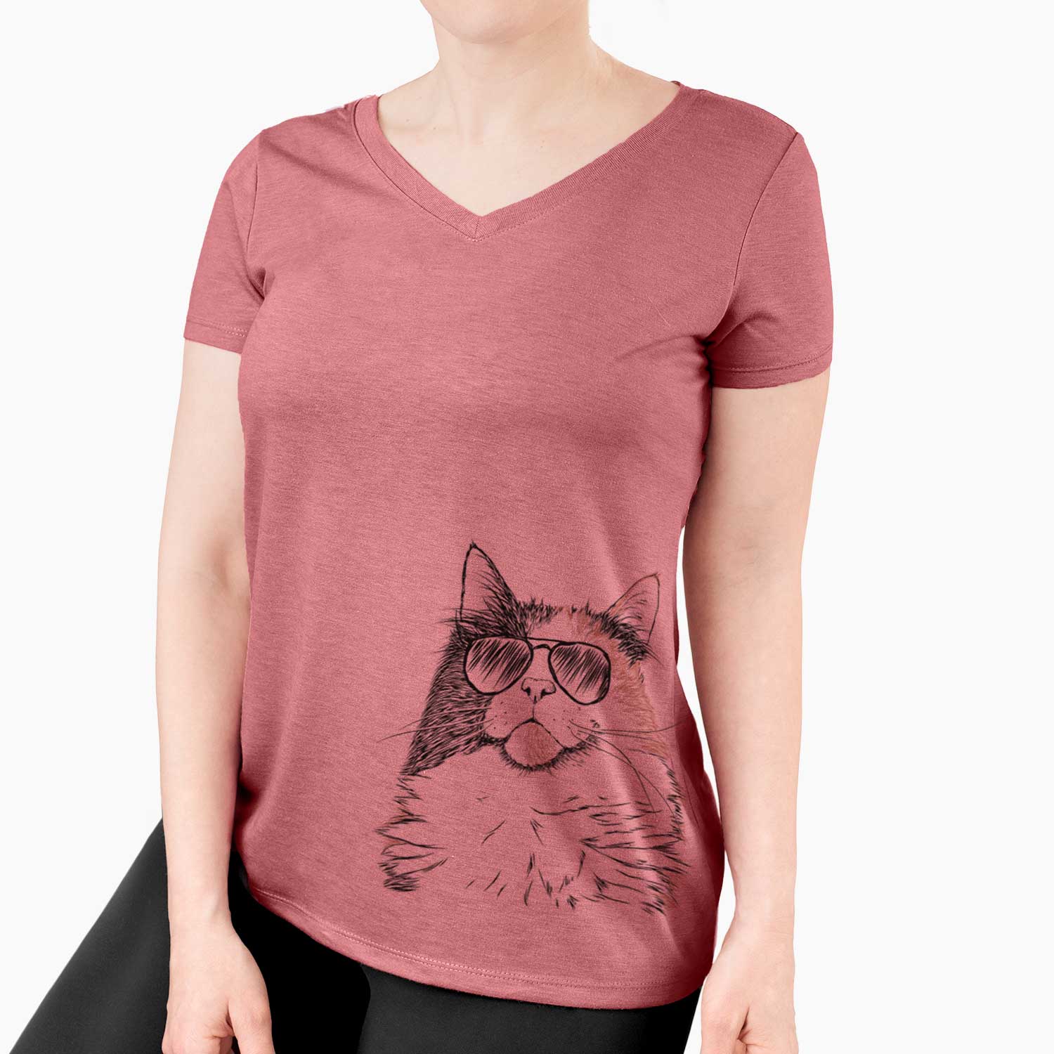 Aviator Greta the Calico Cat - Women's V-neck Shirt