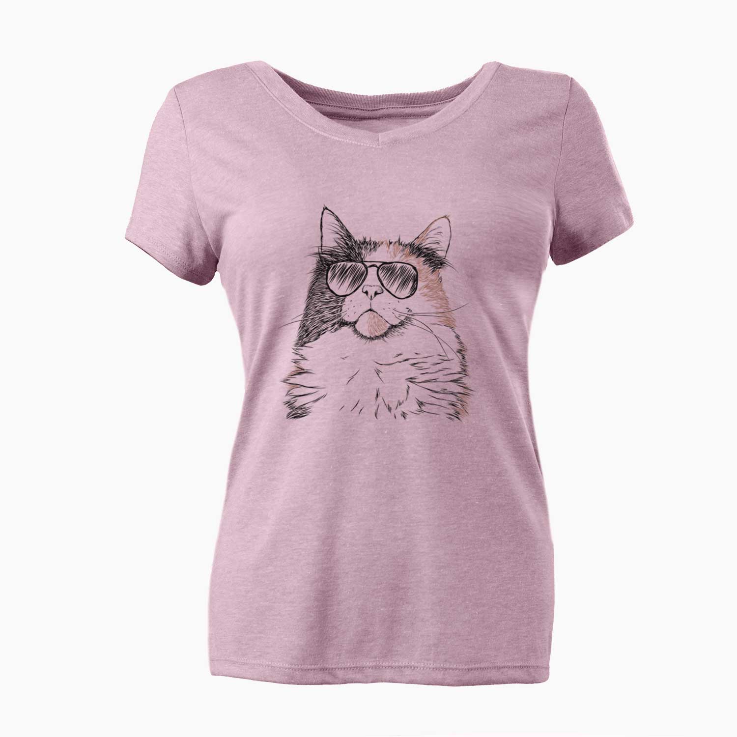 Aviator Greta the Calico Cat - Women's V-neck Shirt