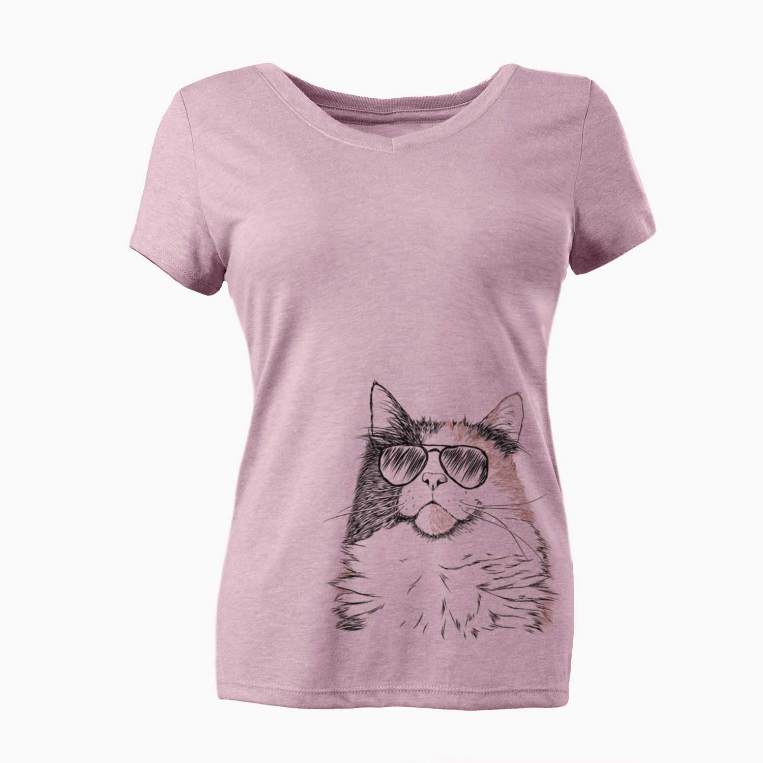 Aviator Greta the Calico Cat - Women's V-neck Shirt