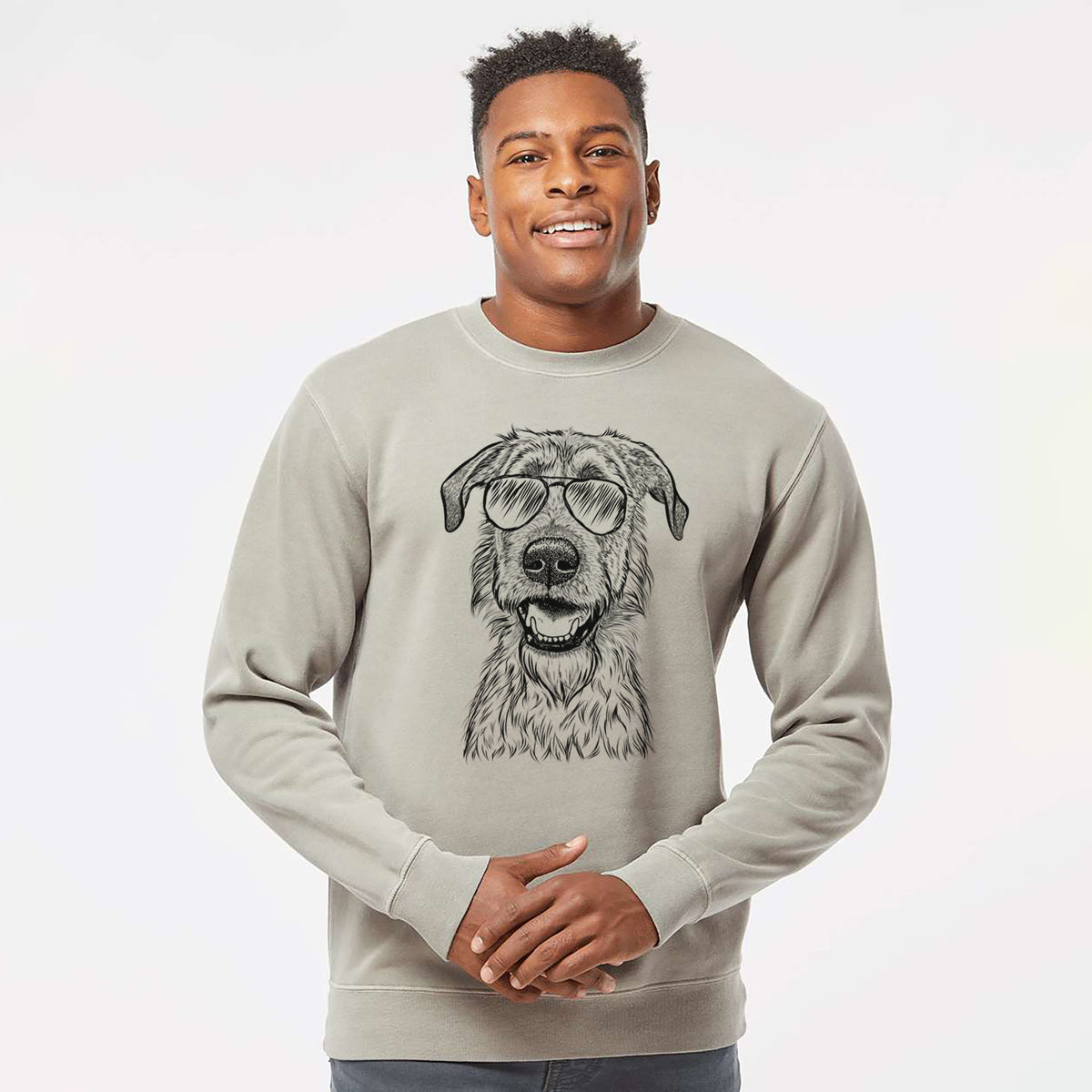 Aviator Griffin the Irish Wolfhound - Unisex Pigment Dyed Crew Sweatshirt