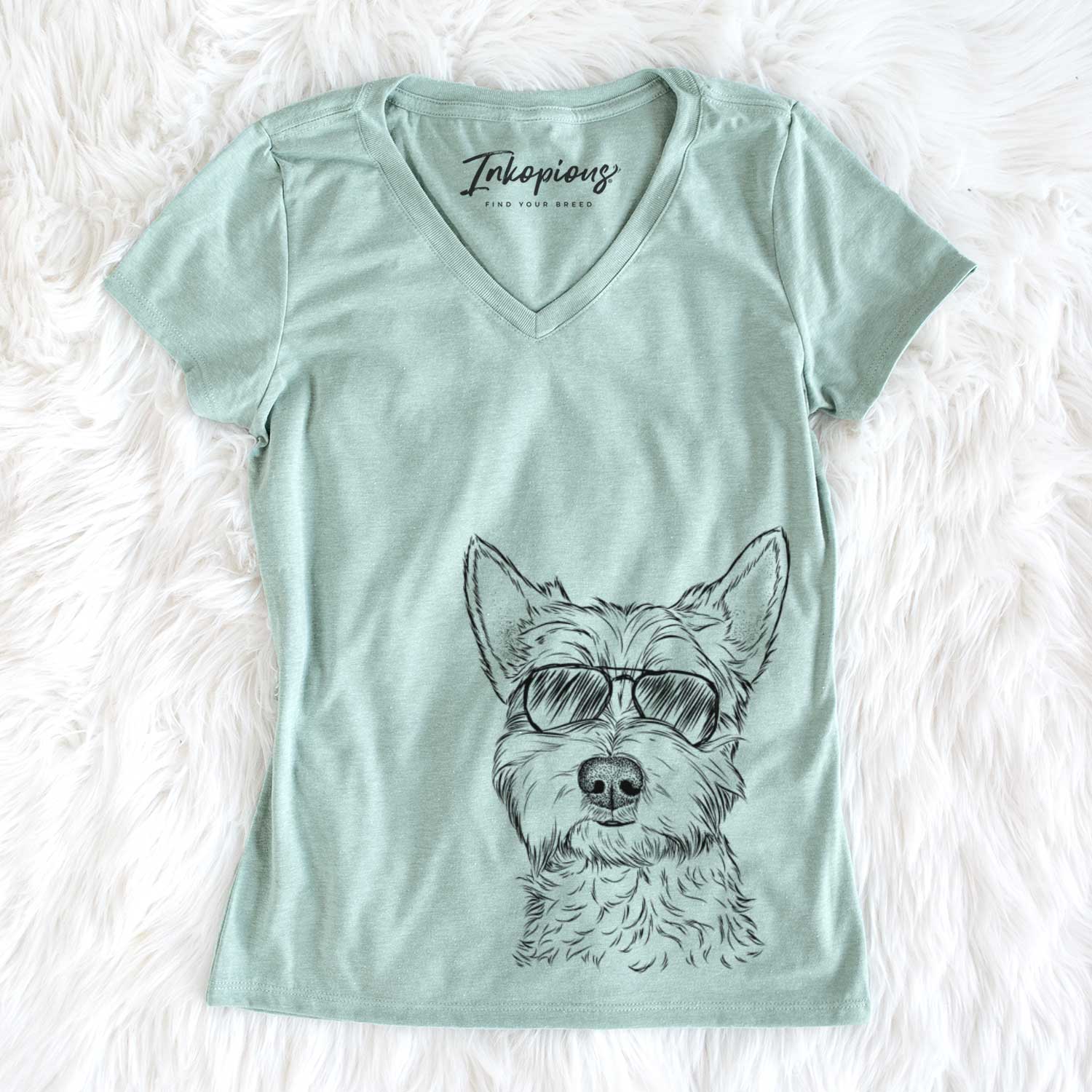 Aviator Grizel the West Highland Terrier - Women's V-neck Shirt