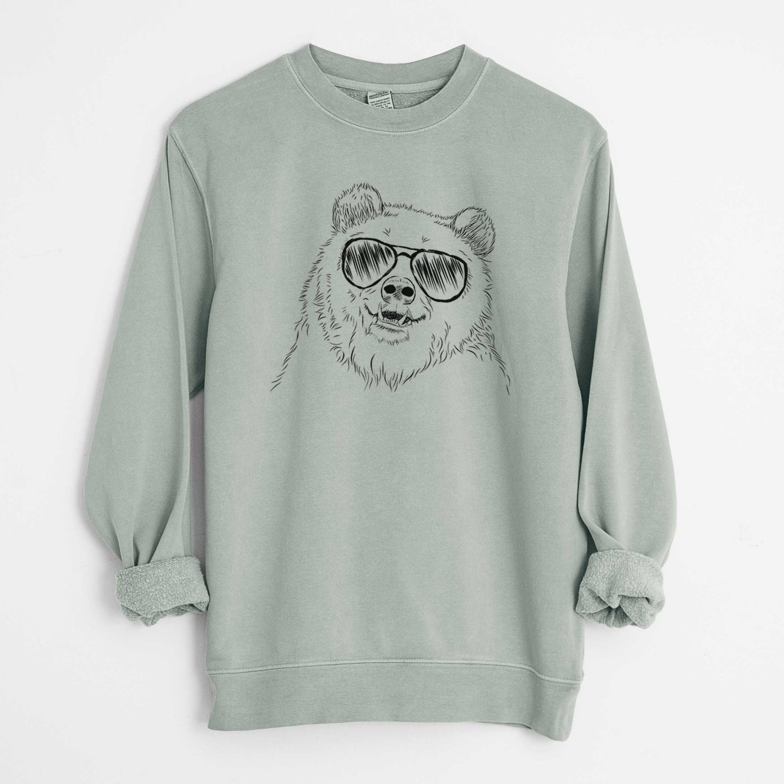 Aviator Grizz the Bear - Unisex Pigment Dyed Crew Sweatshirt