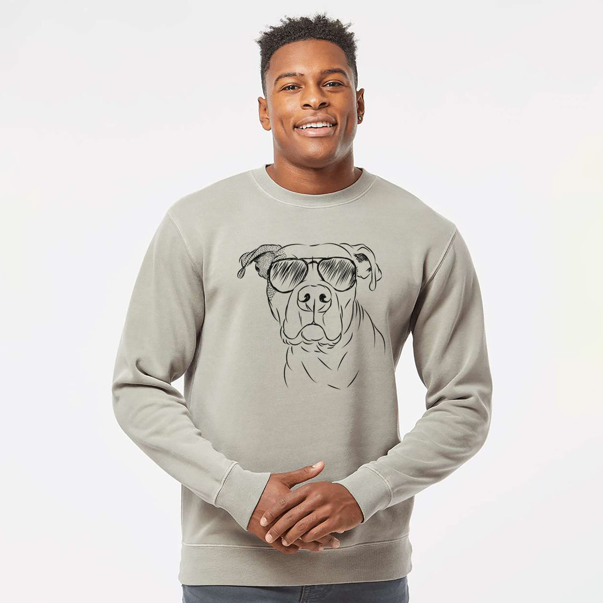 Aviator Gummy the Pitbull - Unisex Pigment Dyed Crew Sweatshirt