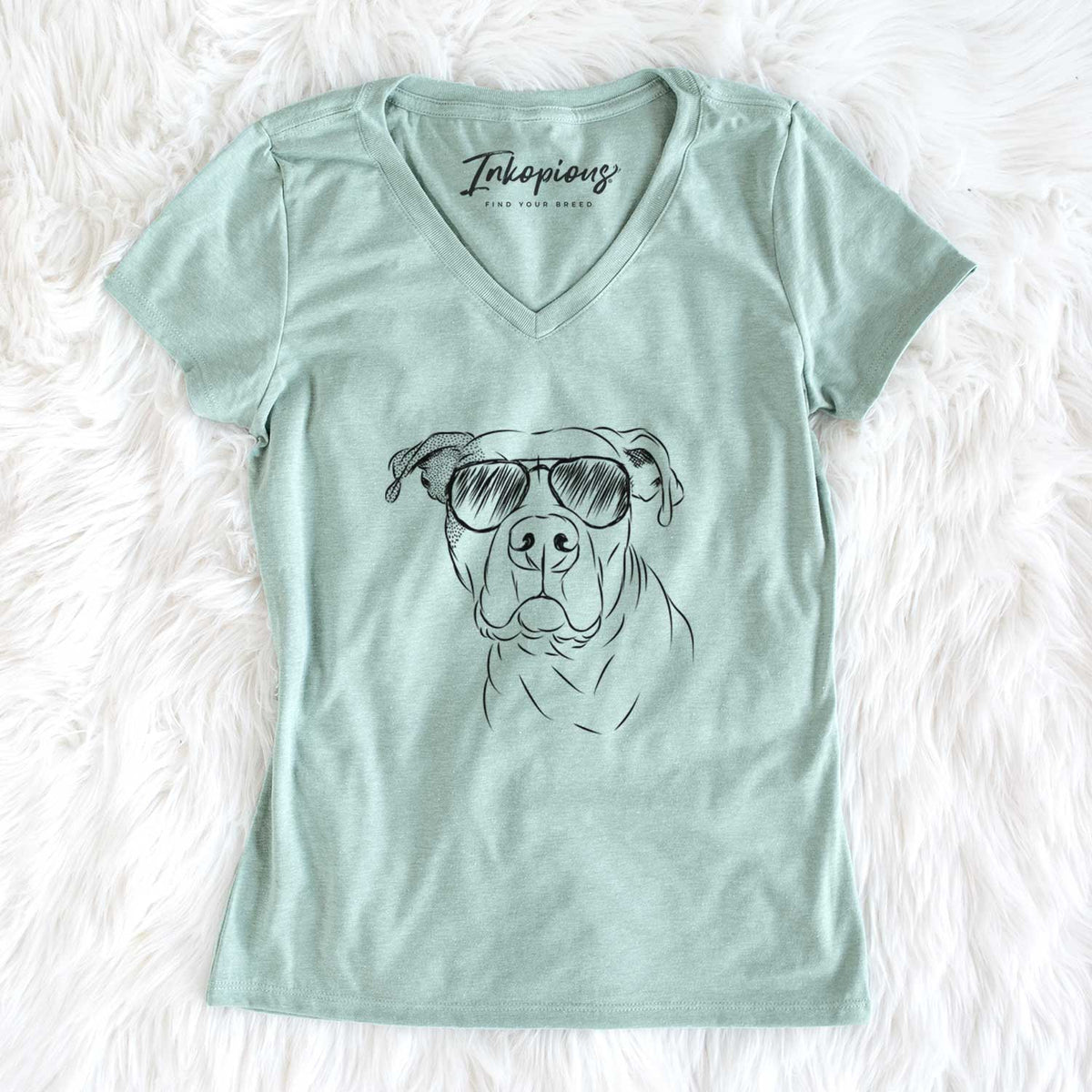 Aviator Gummy the Pitbull - Women's V-neck Shirt