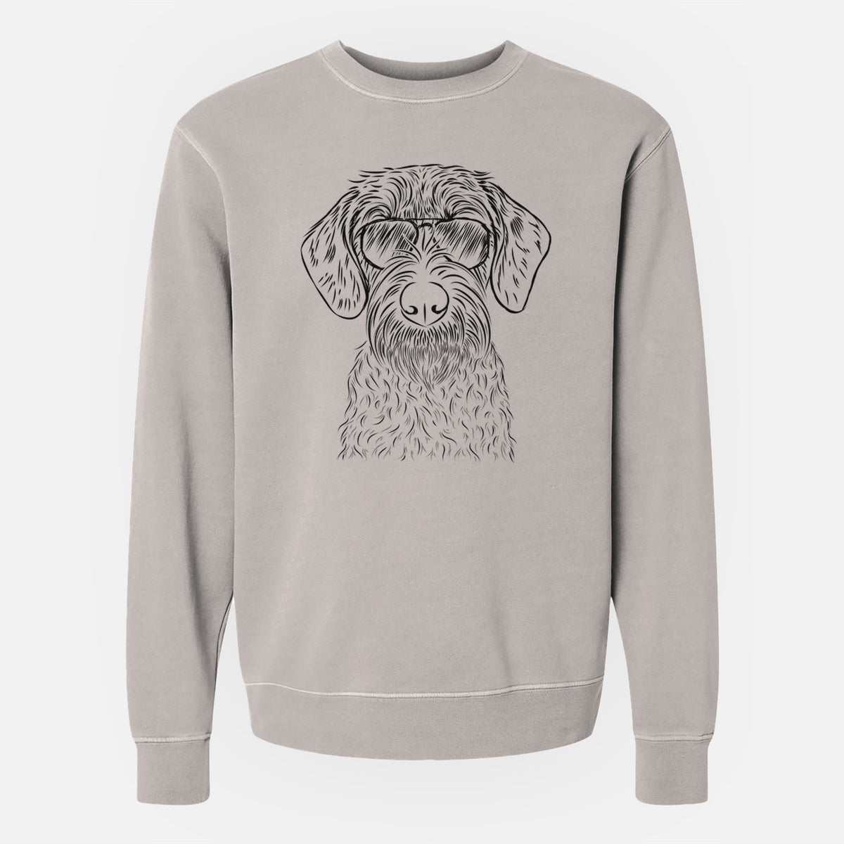 Aviator Gus the German Wirehaired Pointer - Unisex Pigment Dyed Crew Sweatshirt
