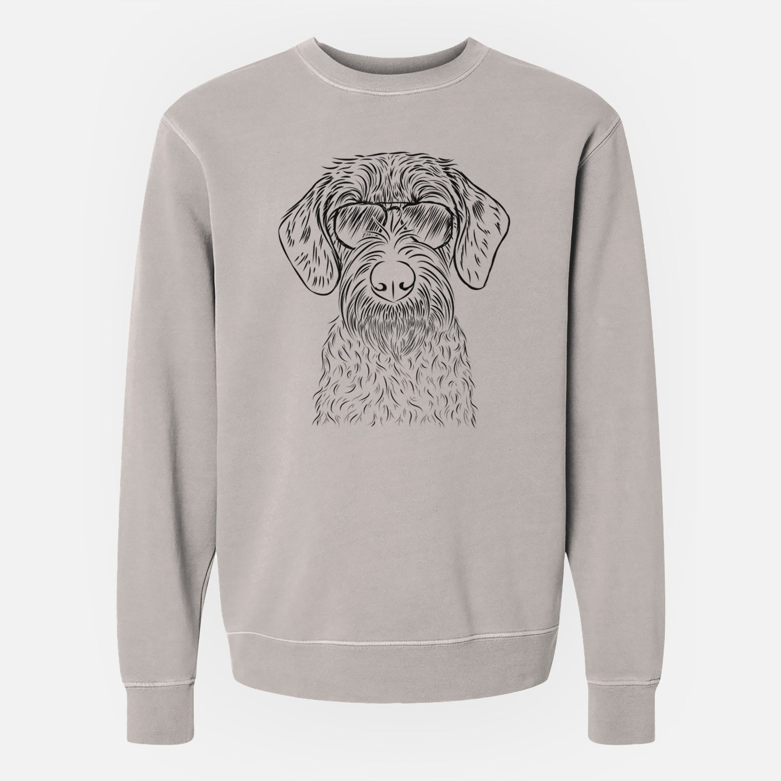 Aviator Gus the German Wirehaired Pointer - Unisex Pigment Dyed Crew Sweatshirt