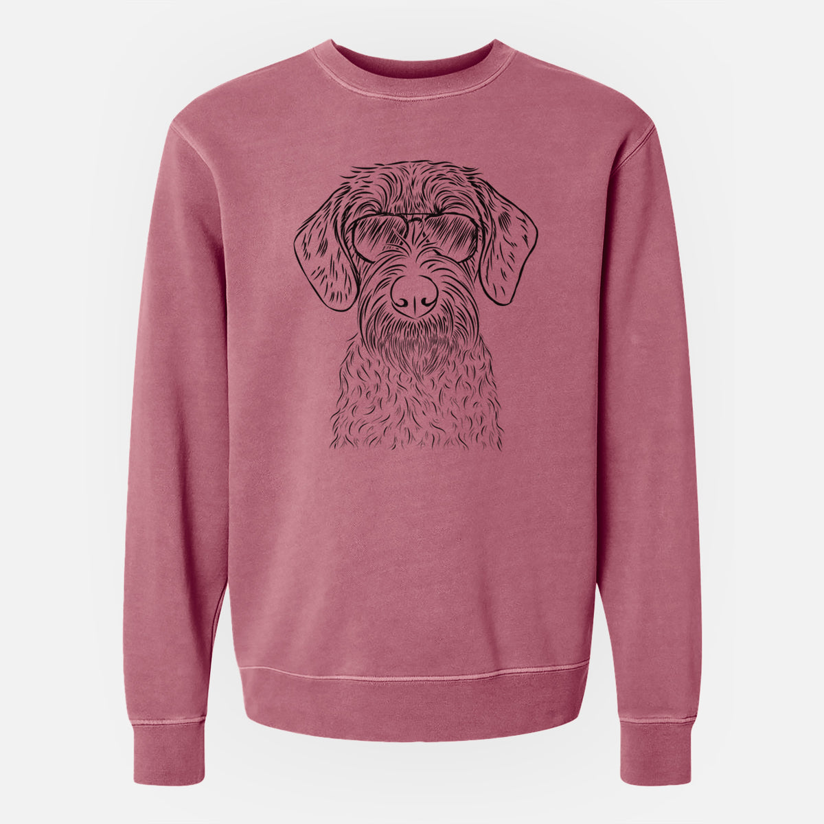 Aviator Gus the German Wirehaired Pointer - Unisex Pigment Dyed Crew Sweatshirt