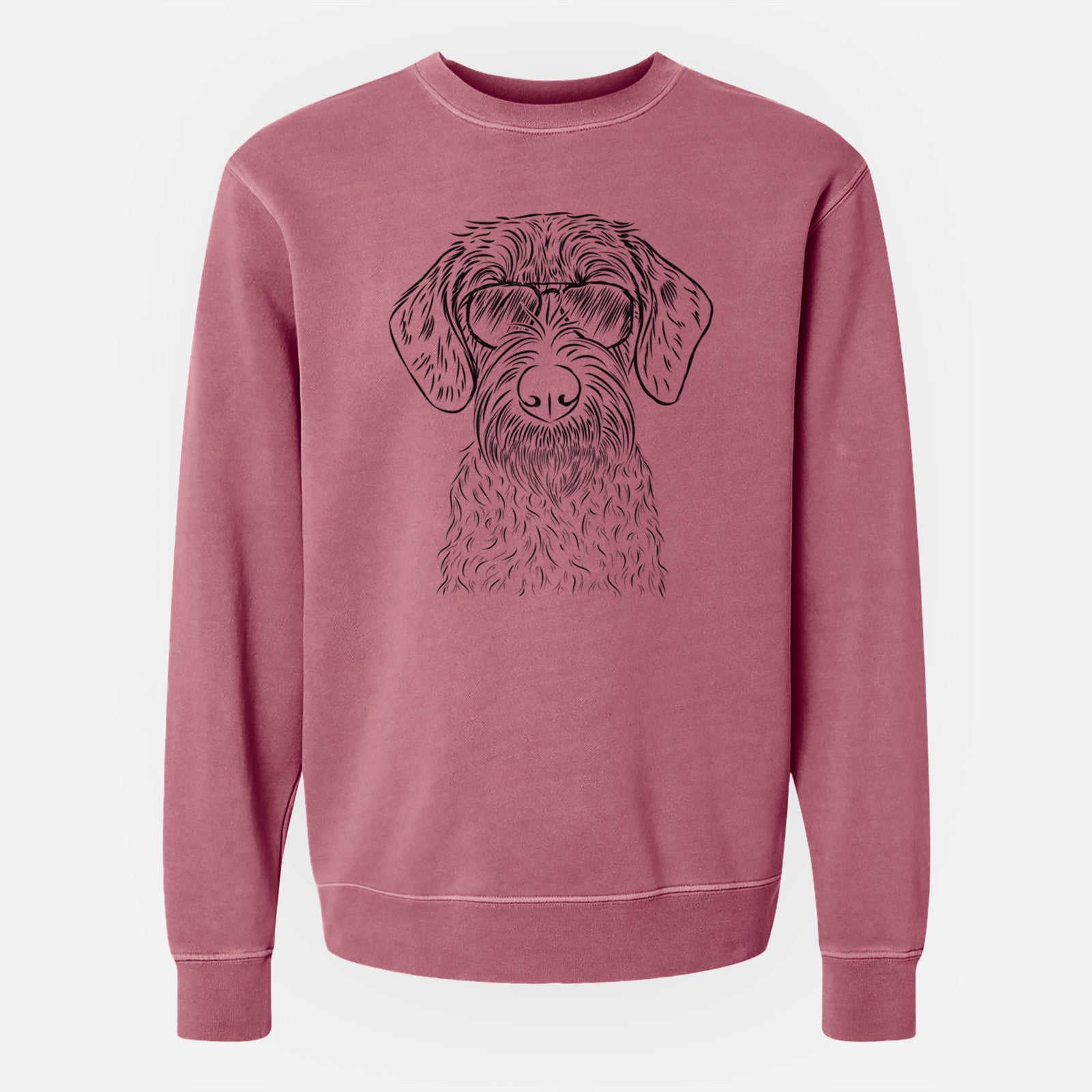 Aviator Gus the German Wirehaired Pointer - Unisex Pigment Dyed Crew Sweatshirt
