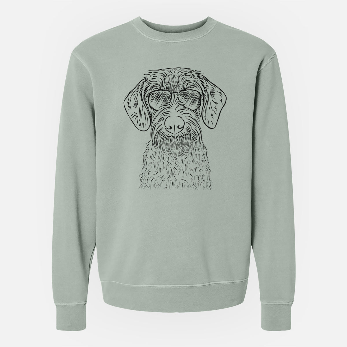 Aviator Gus the German Wirehaired Pointer - Unisex Pigment Dyed Crew Sweatshirt