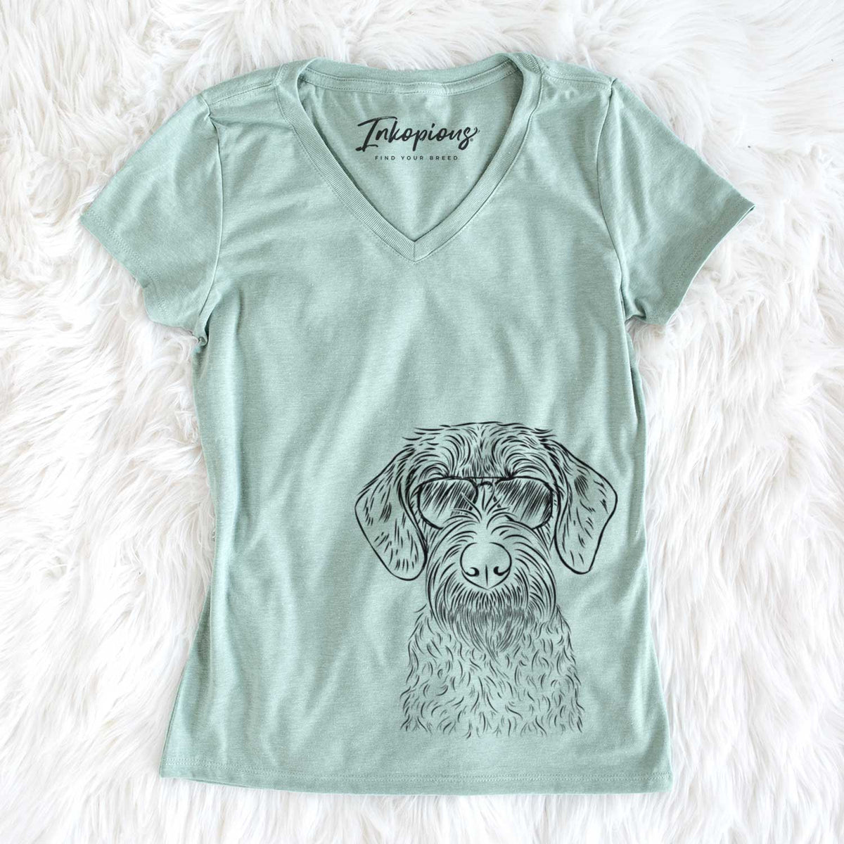 Aviator Gus the German Wirehaired Pointer - Women's V-neck Shirt