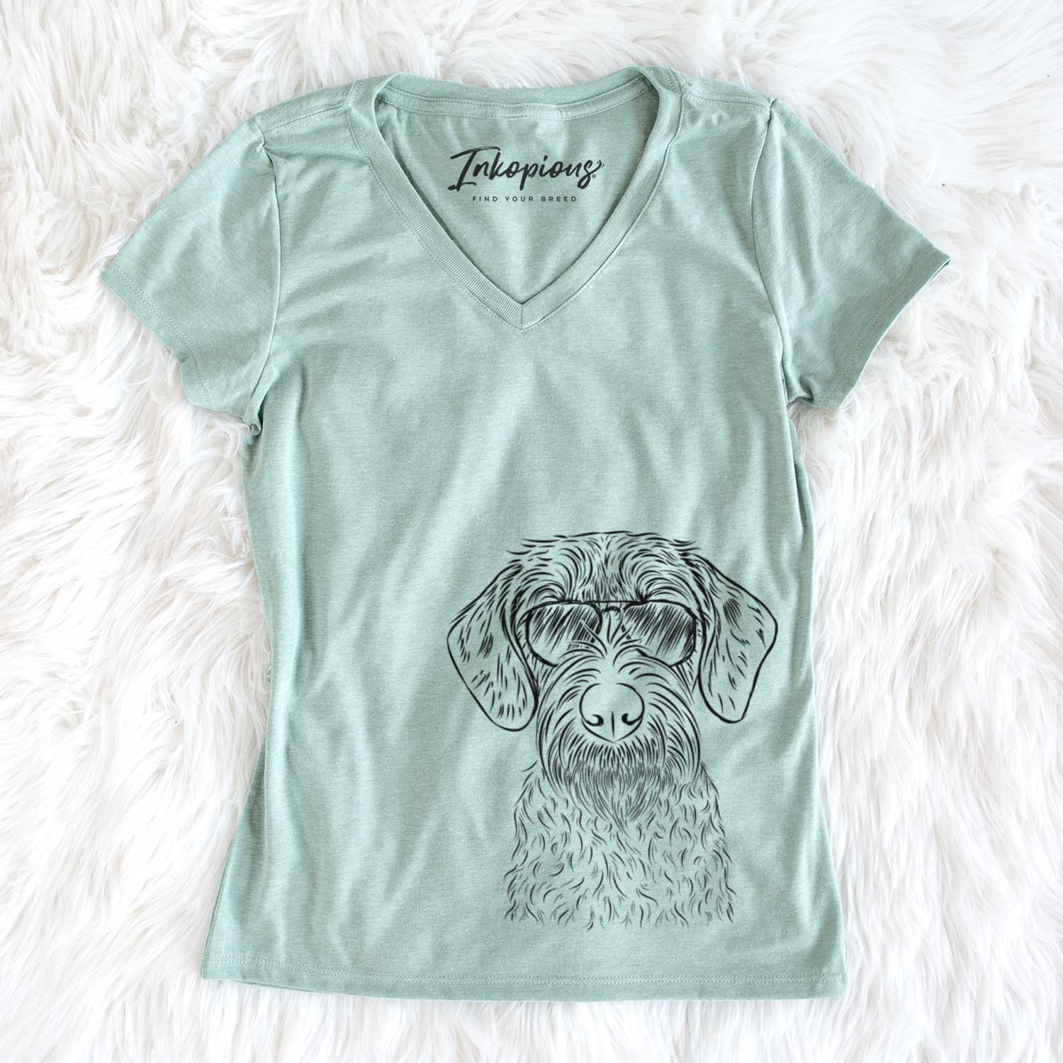 Aviator Gus the German Wirehaired Pointer - Women's V-neck Shirt