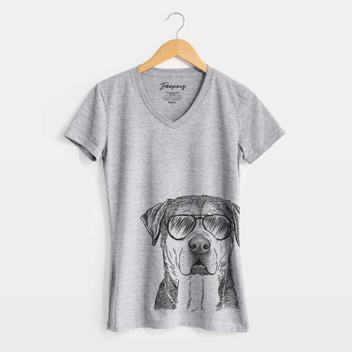 Aviator Gus the Rottweiler Mix - Women&#39;s V-neck Shirt