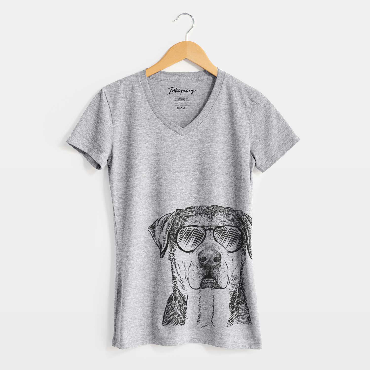 Aviator Gus the Rottweiler Mix - Women's V-neck Shirt
