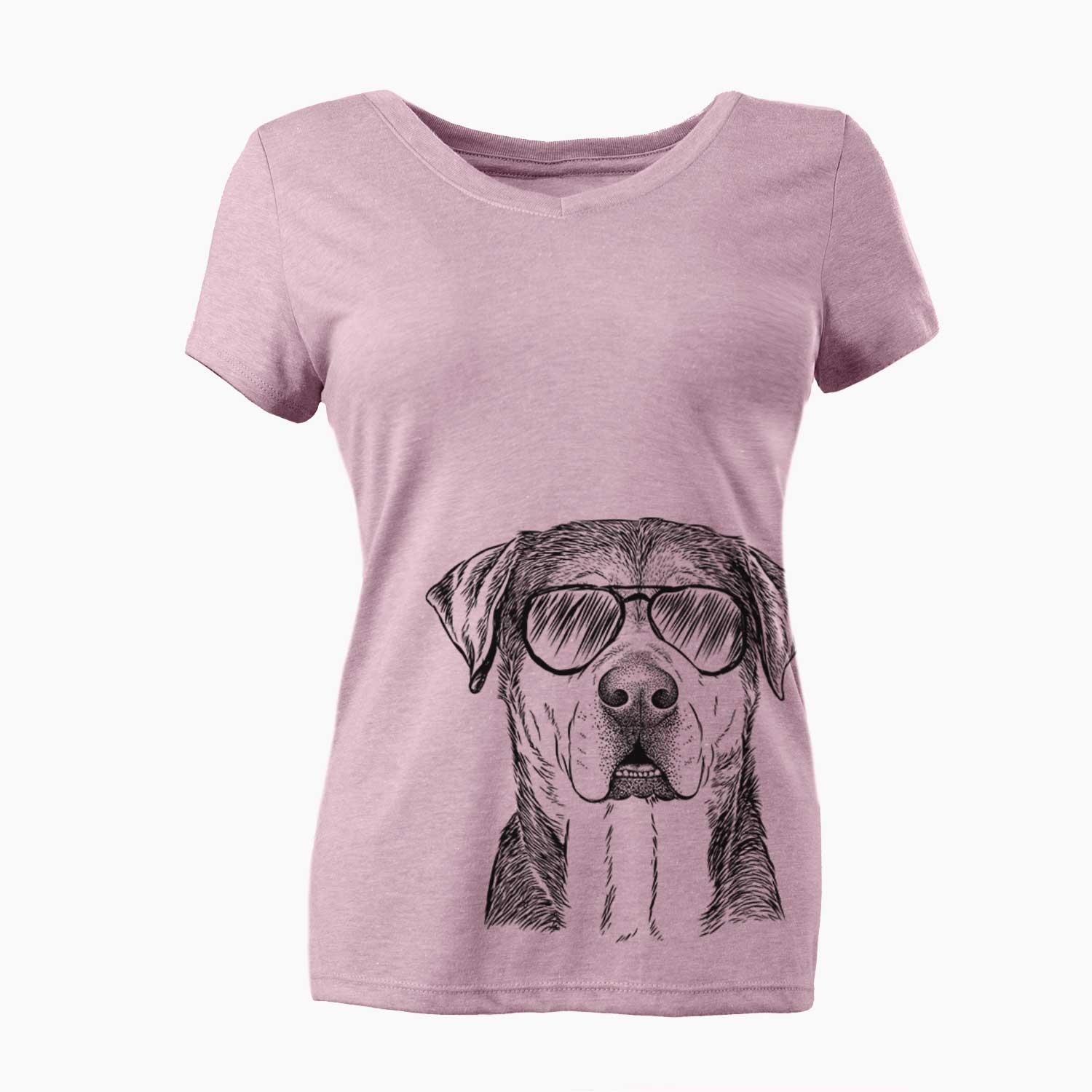 Aviator Gus the Rottweiler Mix - Women's V-neck Shirt