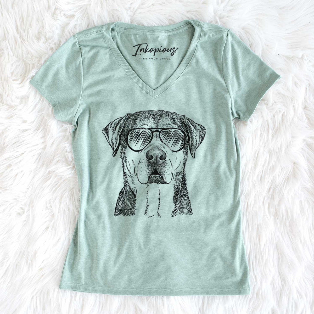 Aviator Gus the Rottweiler Mix - Women's V-neck Shirt