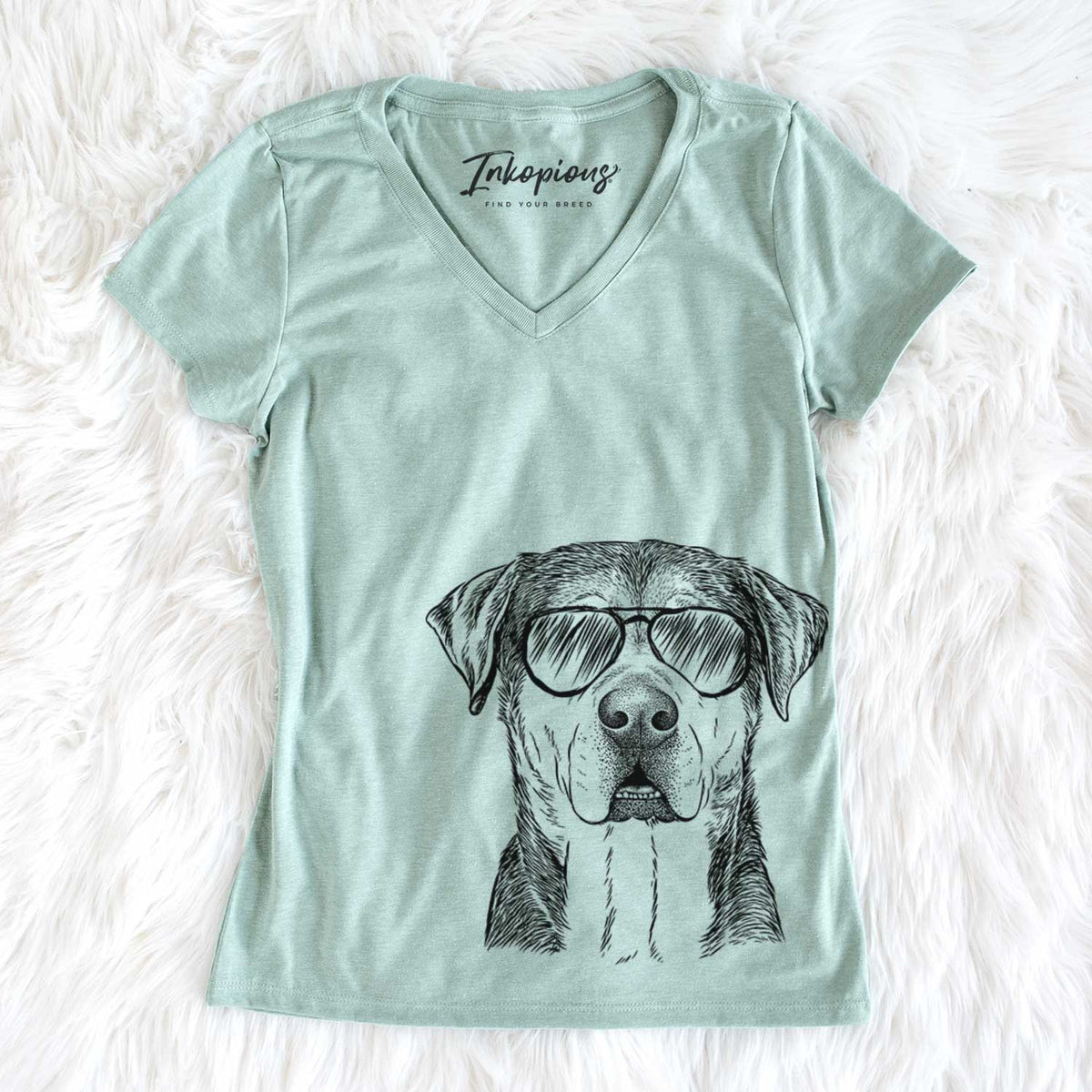 Aviator Gus the Rottweiler Mix - Women's V-neck Shirt