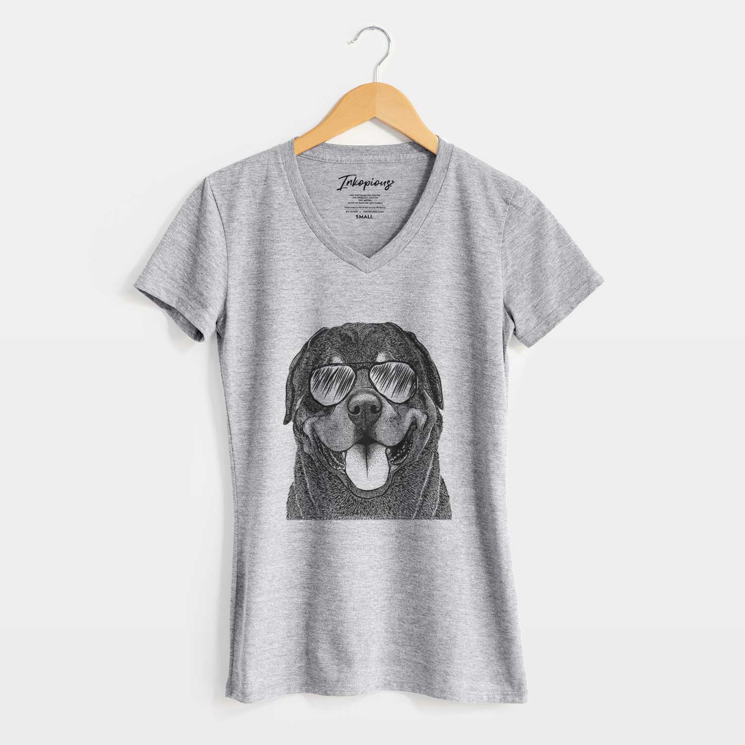 Aviator Hagan the Rottweiler - Women's V-neck Shirt