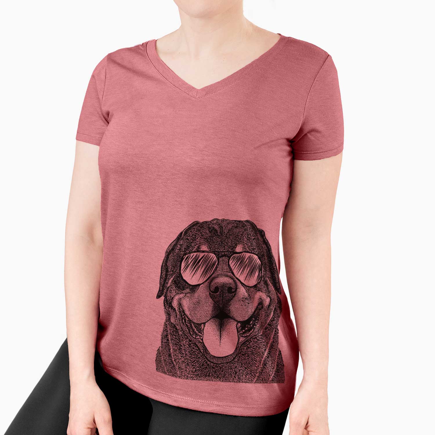 Aviator Hagan the Rottweiler - Women's V-neck Shirt