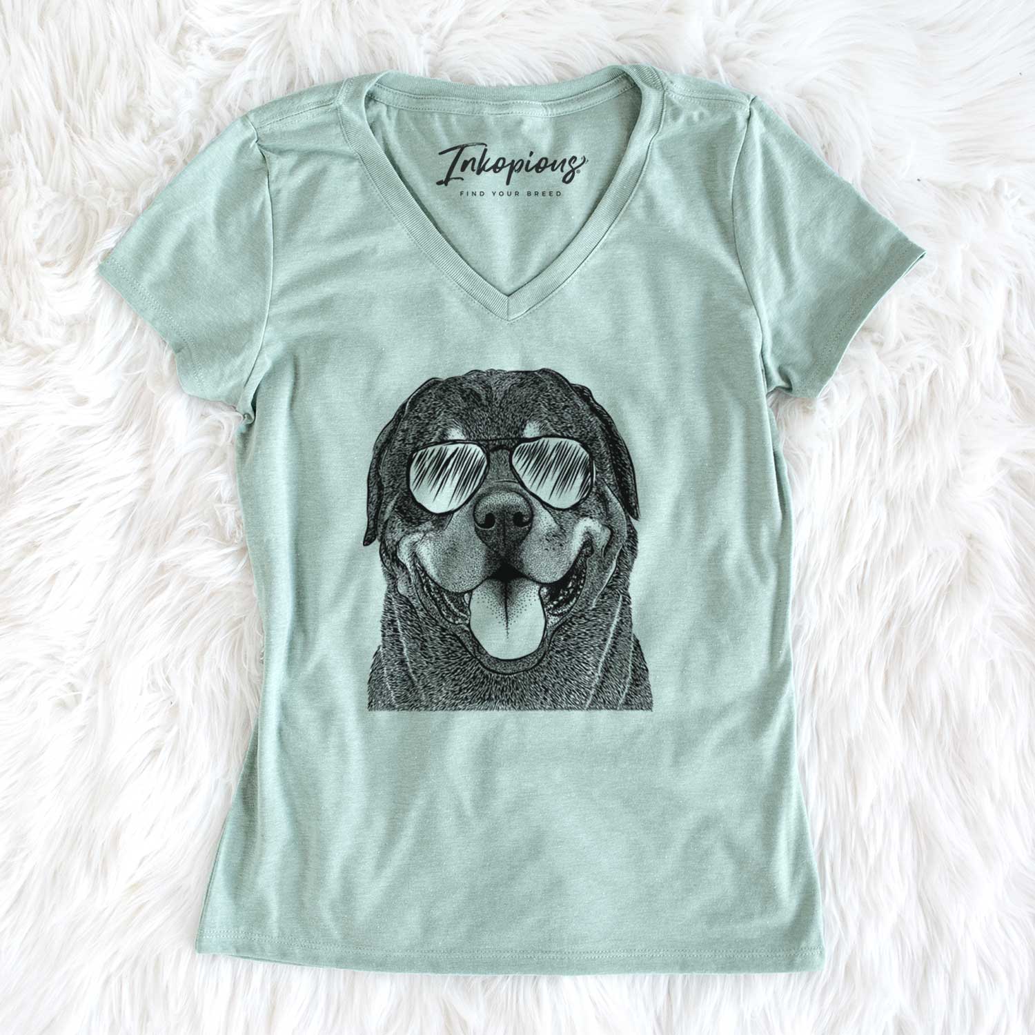 Aviator Hagan the Rottweiler - Women's V-neck Shirt