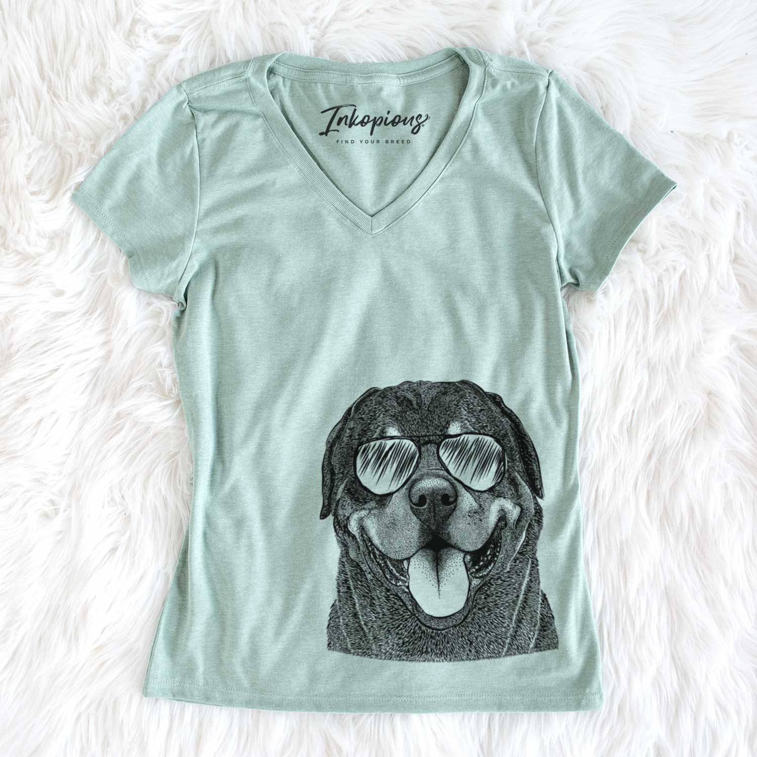 Aviator Hagan the Rottweiler - Women's V-neck Shirt