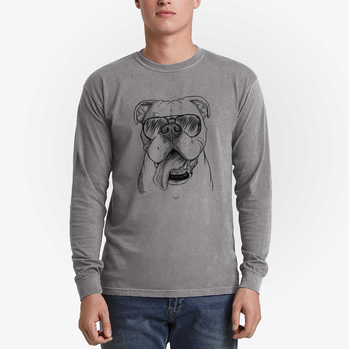 Aviators Hank the English Bulldog - Heavyweight 100% Cotton Long Sleeve