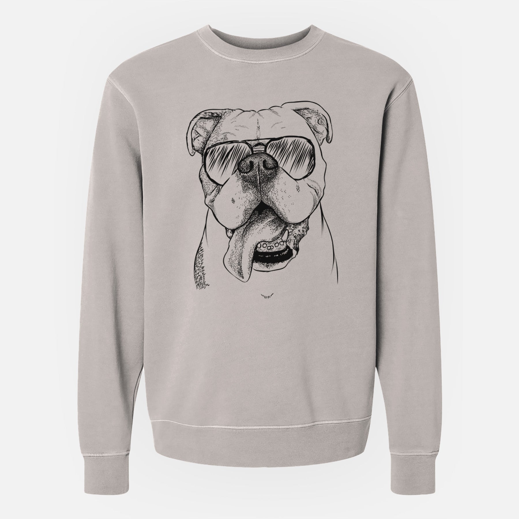 Aviator Hank the English Bulldog - Unisex Pigment Dyed Crew Sweatshirt