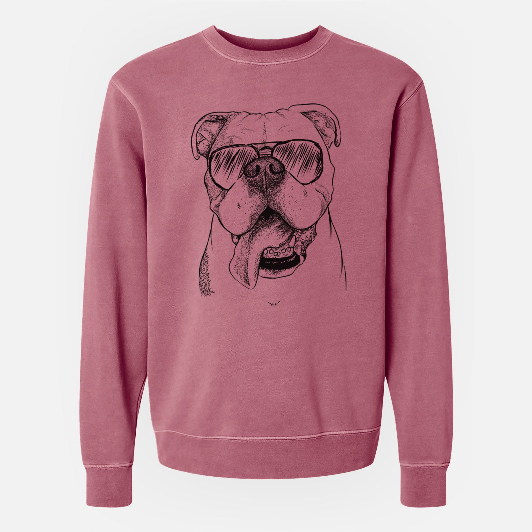 Aviator Hank the English Bulldog - Unisex Pigment Dyed Crew Sweatshirt