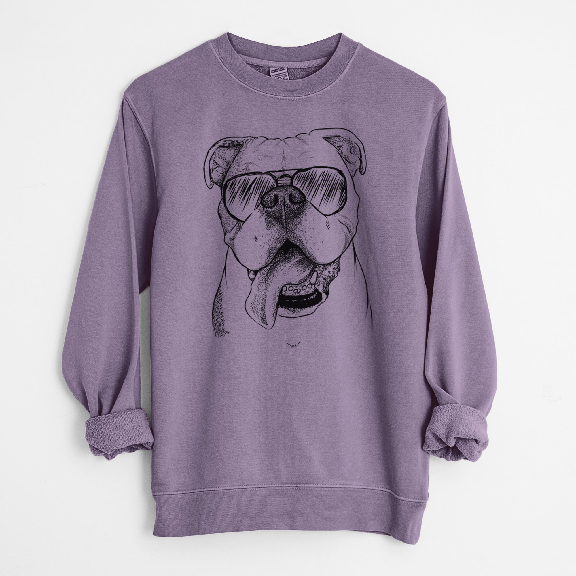 Aviator Hank the English Bulldog - Unisex Pigment Dyed Crew Sweatshirt