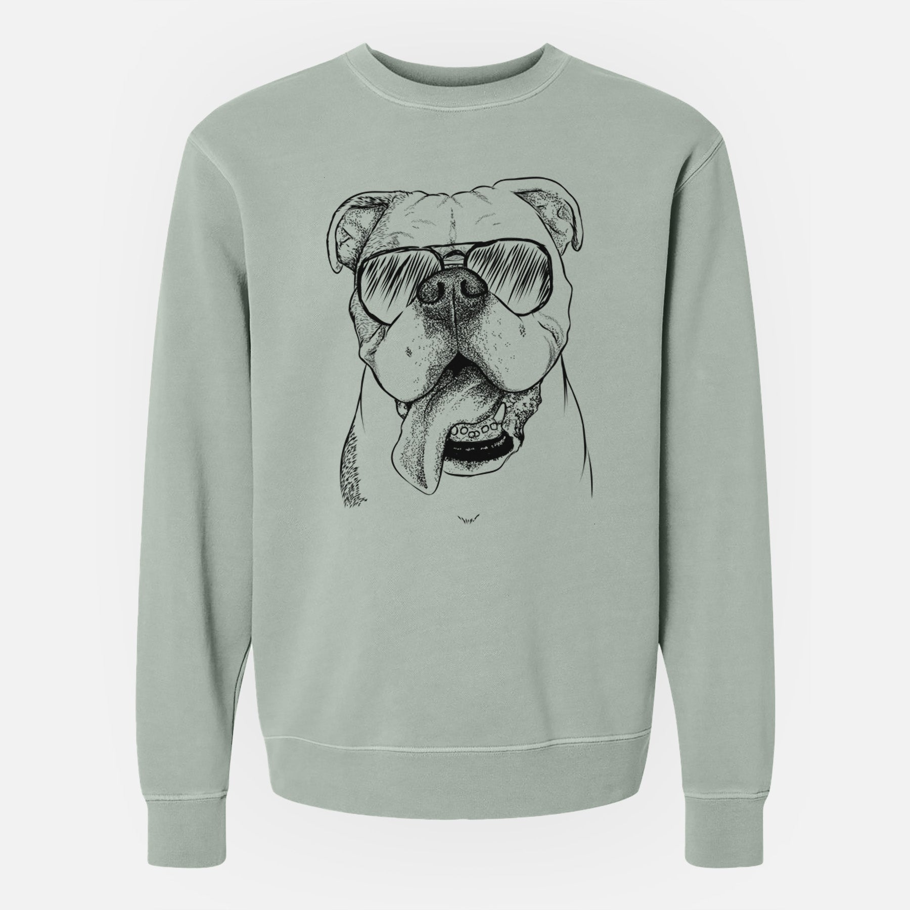 Aviator Hank the English Bulldog - Unisex Pigment Dyed Crew Sweatshirt