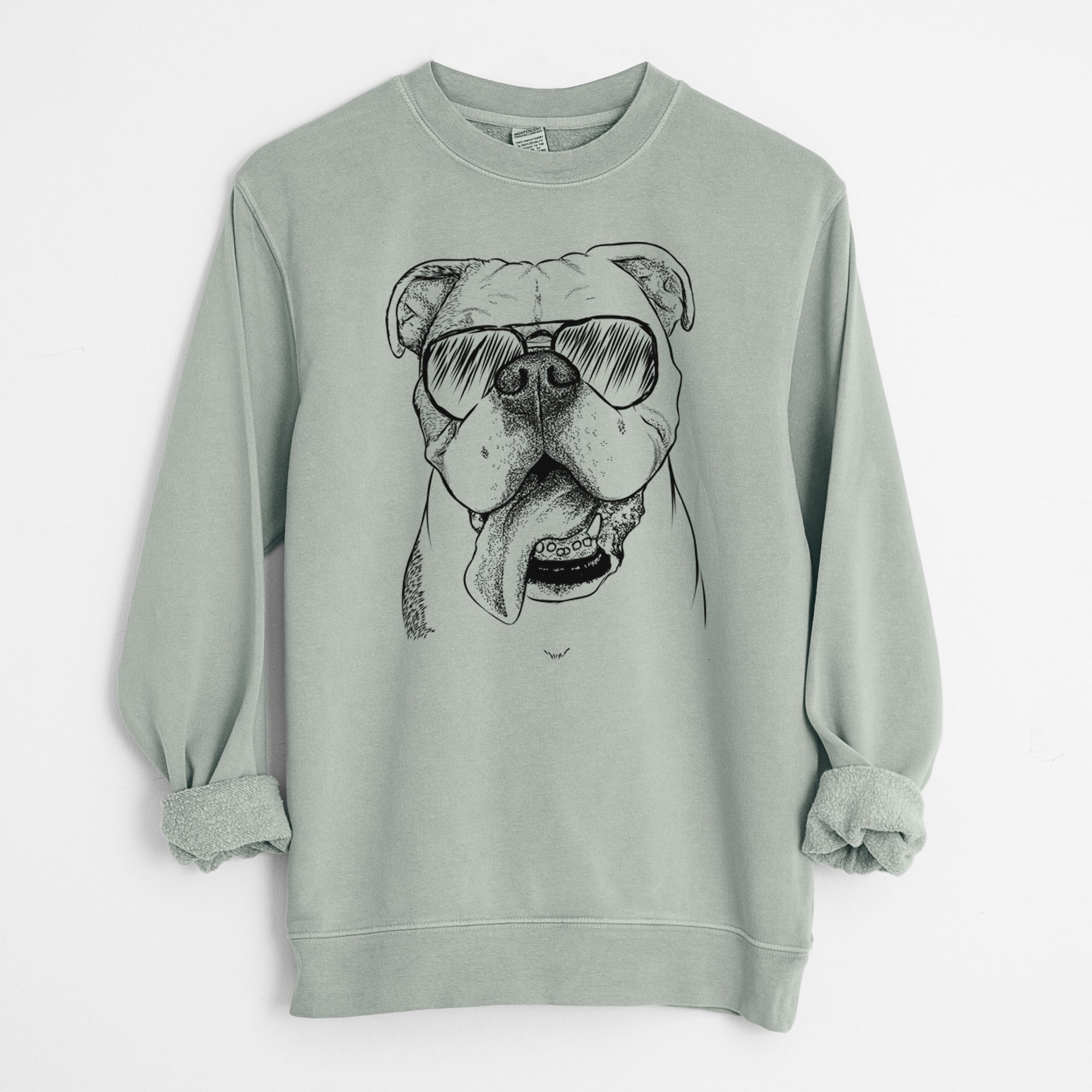 Aviator Hank the English Bulldog - Unisex Pigment Dyed Crew Sweatshirt