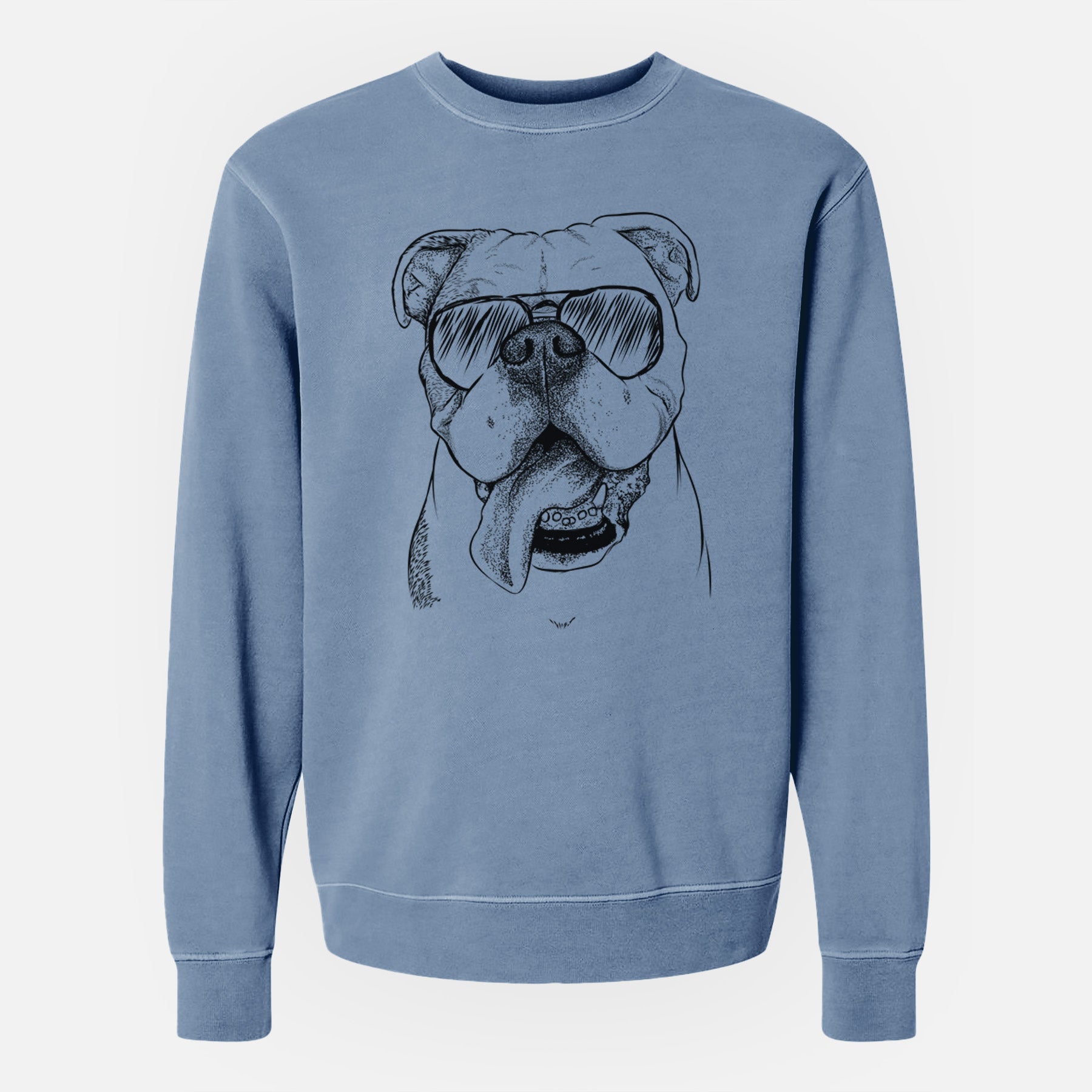 Aviator Hank the English Bulldog - Unisex Pigment Dyed Crew Sweatshirt