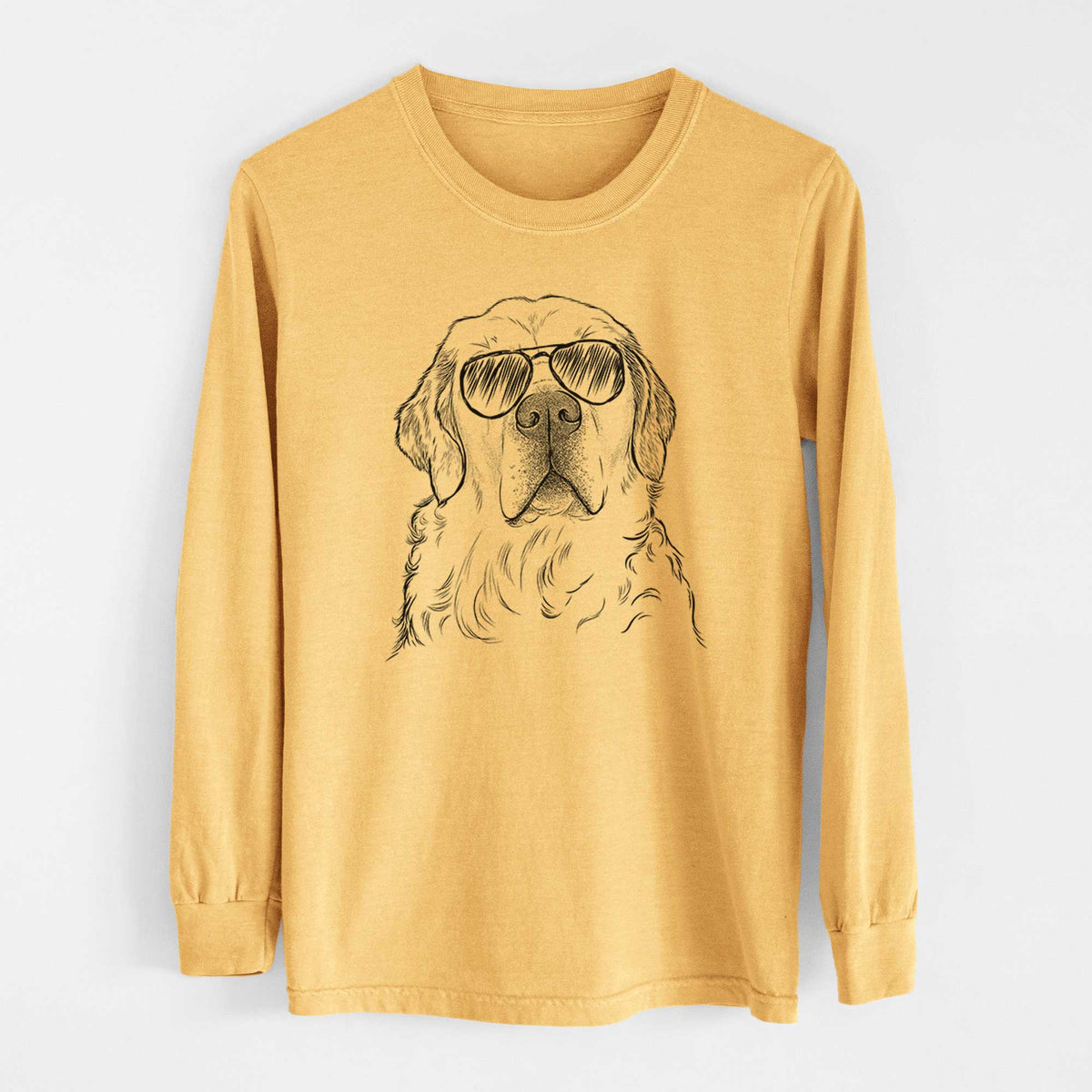 Aviators Hank the Irish Cream Golden Retriever - Heavyweight 100% Cotton Long Sleeve