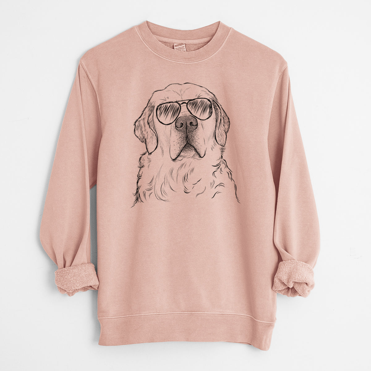 Aviator Hank the Irish Cream Golden Retriever - Unisex Pigment Dyed Crew Sweatshirt