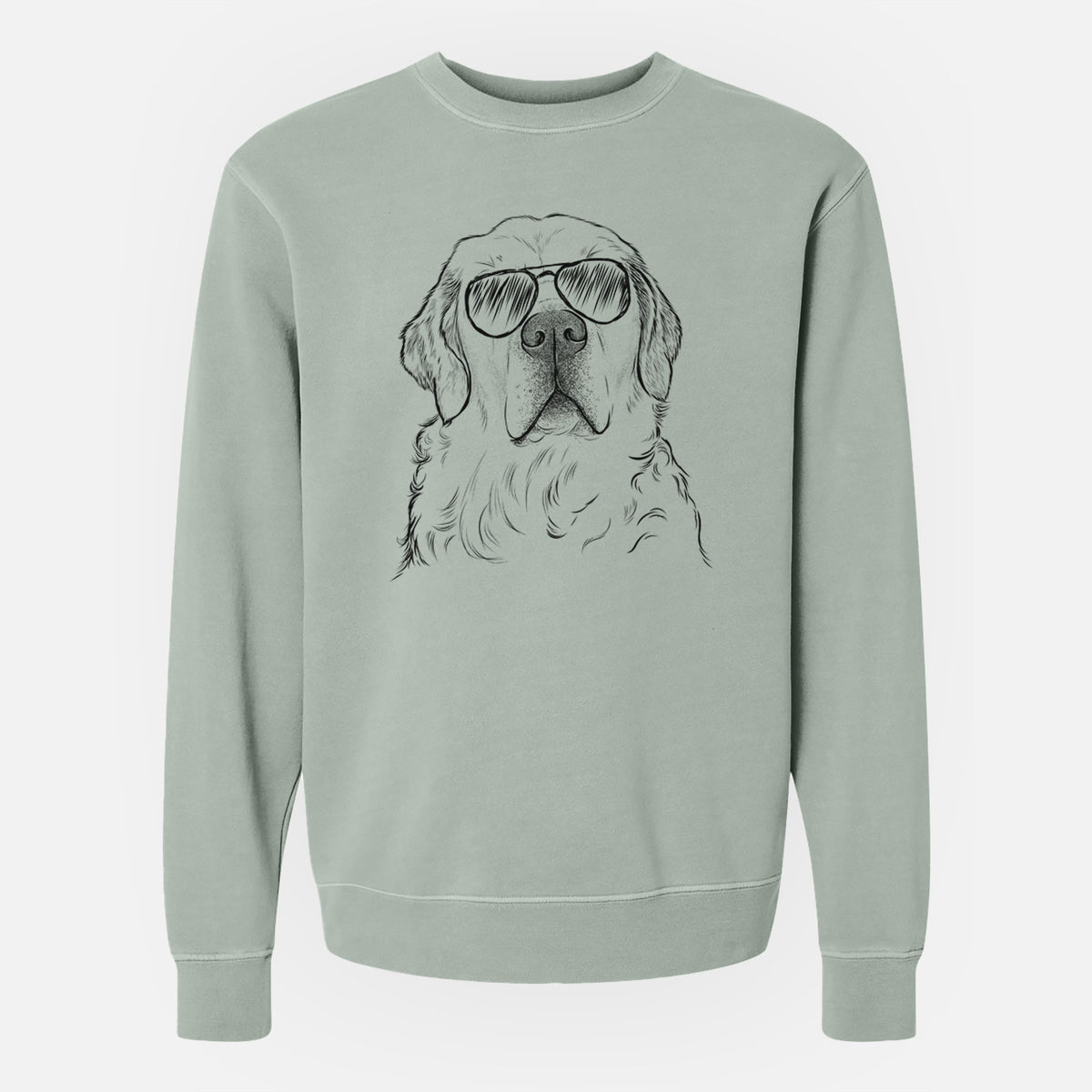 Aviator Hank the Irish Cream Golden Retriever - Unisex Pigment Dyed Crew Sweatshirt
