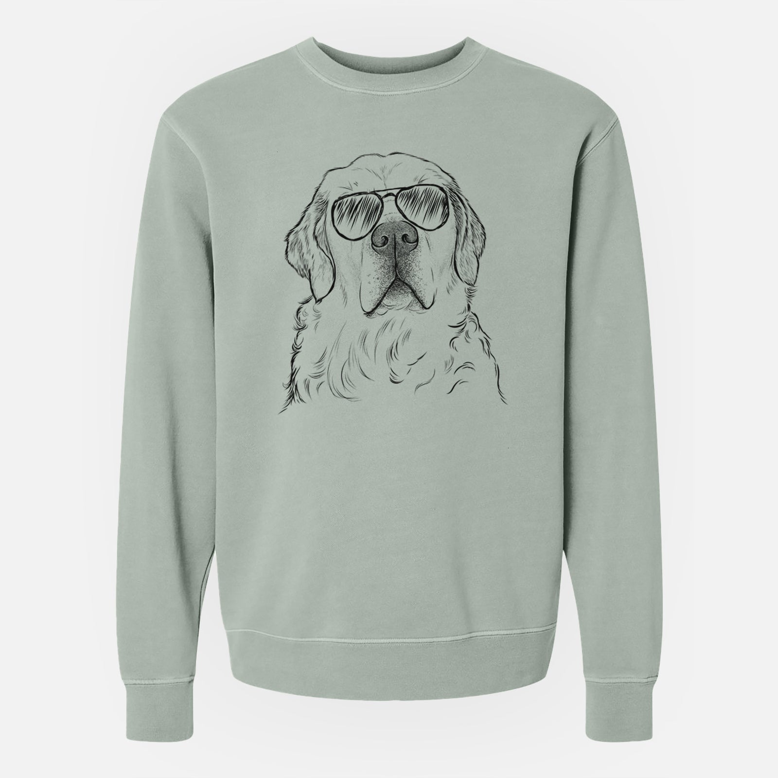 Aviator Hank the Irish Cream Golden Retriever - Unisex Pigment Dyed Crew Sweatshirt