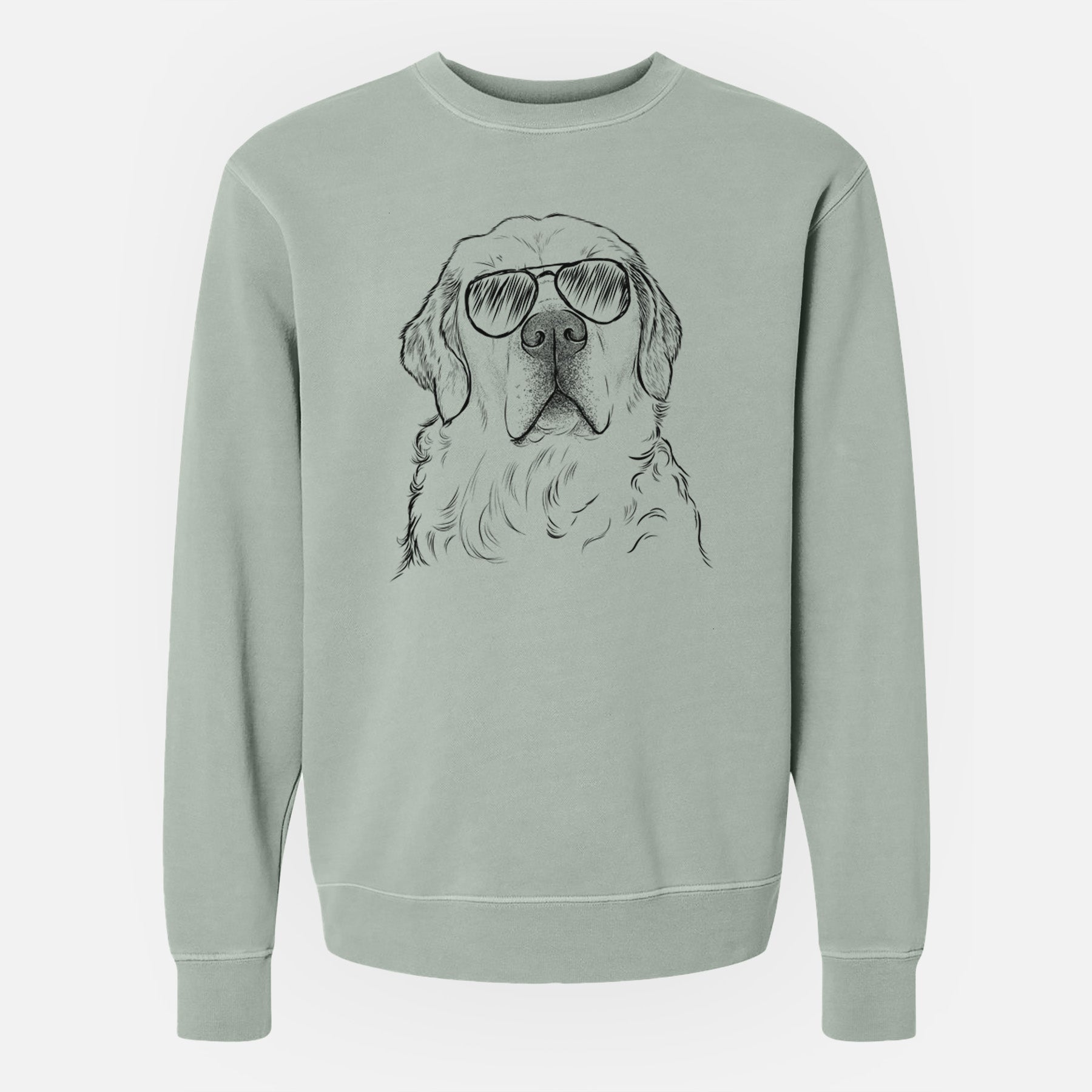 Aviator Hank the Irish Cream Golden Retriever - Unisex Pigment Dyed Crew Sweatshirt