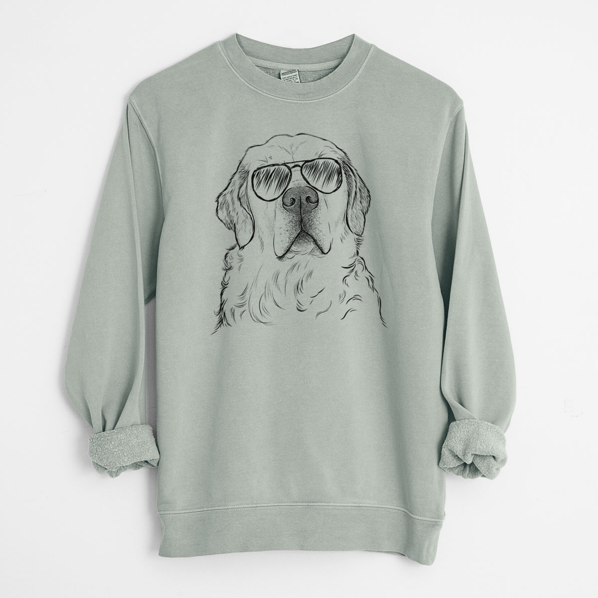 Aviator Hank the Irish Cream Golden Retriever - Unisex Pigment Dyed Crew Sweatshirt