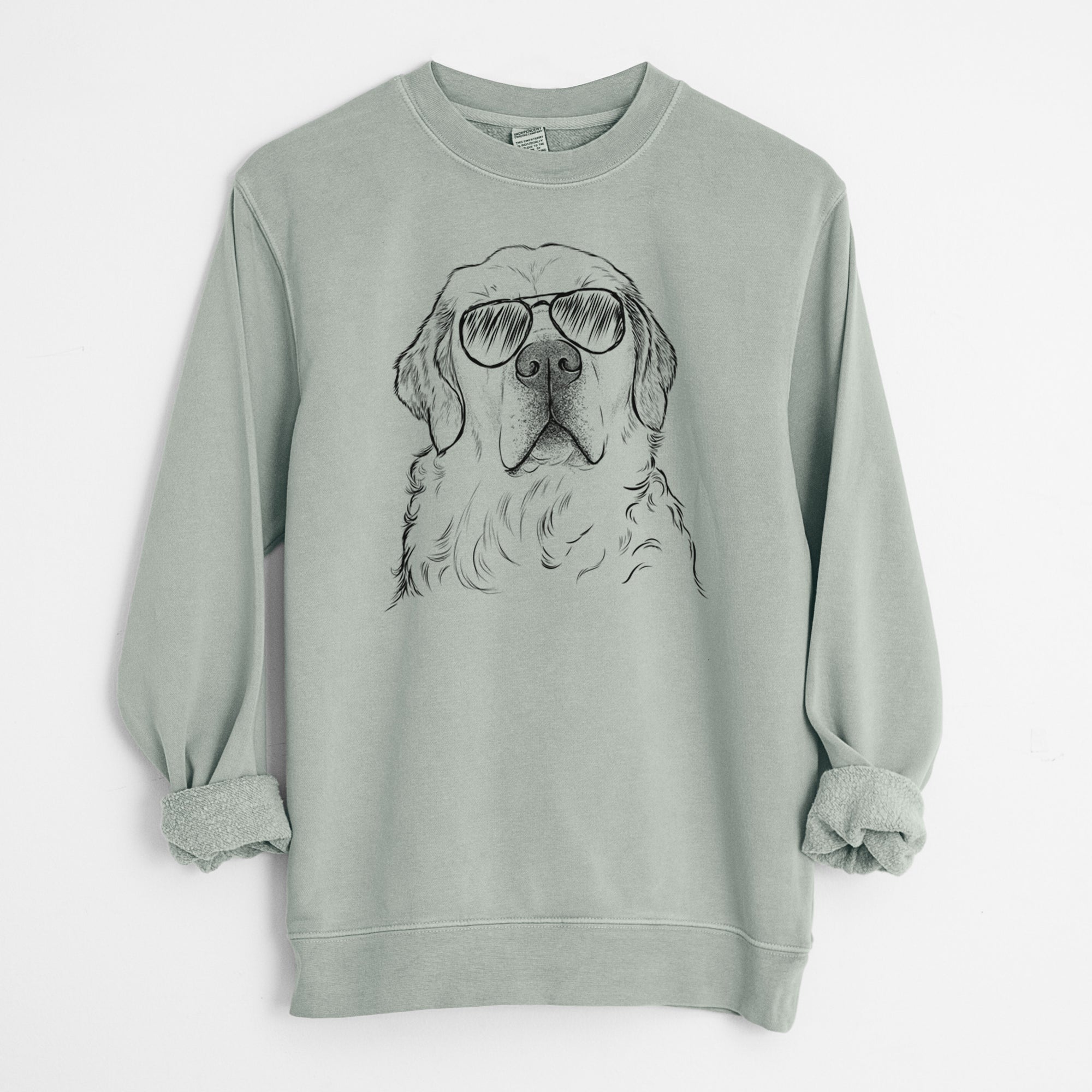 Aviator Hank the Irish Cream Golden Retriever - Unisex Pigment Dyed Crew Sweatshirt