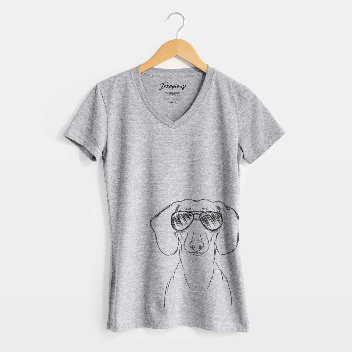 Aviator Hans the Dachshund - Women&#39;s V-neck Shirt