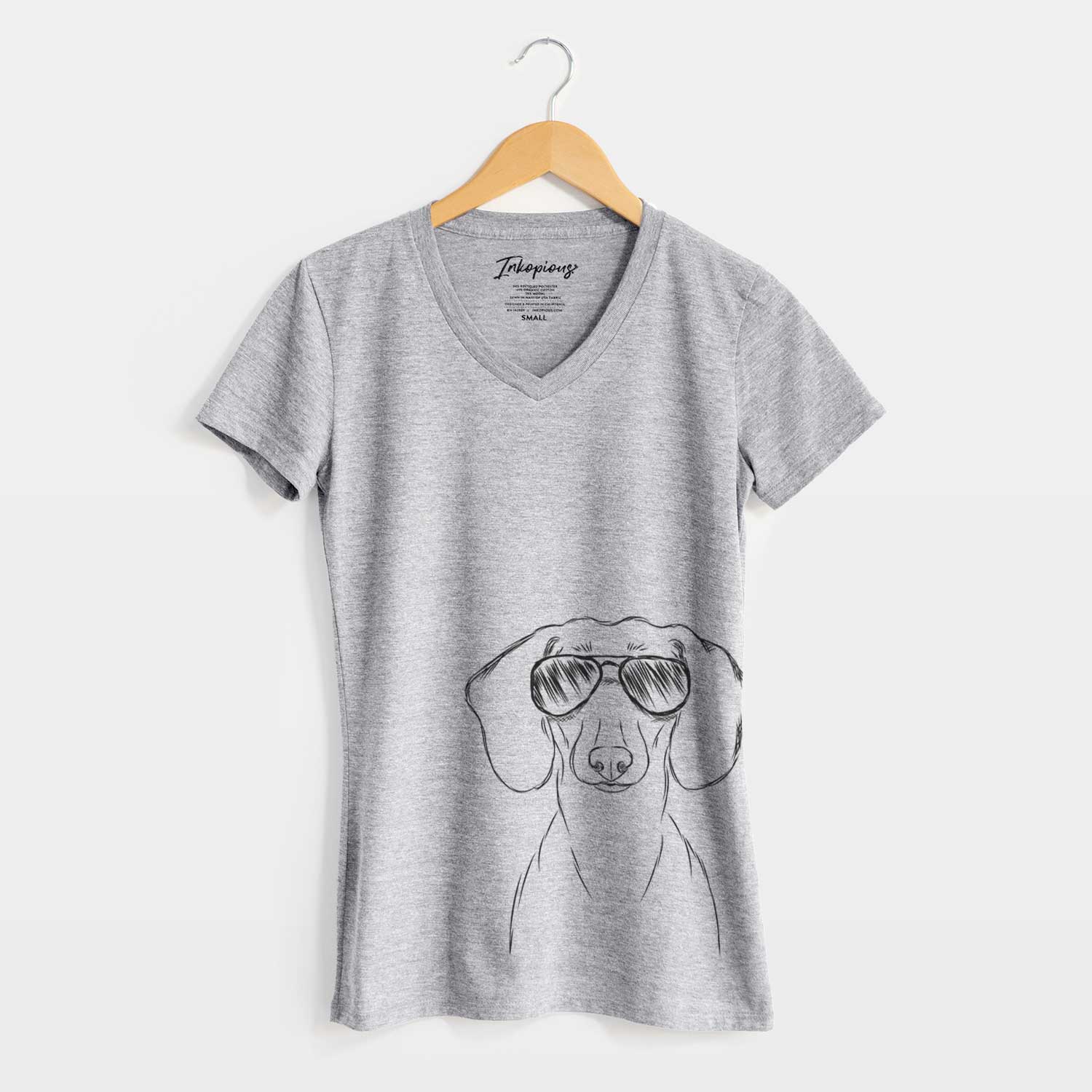 Aviator Hans the Dachshund - Women's V-neck Shirt