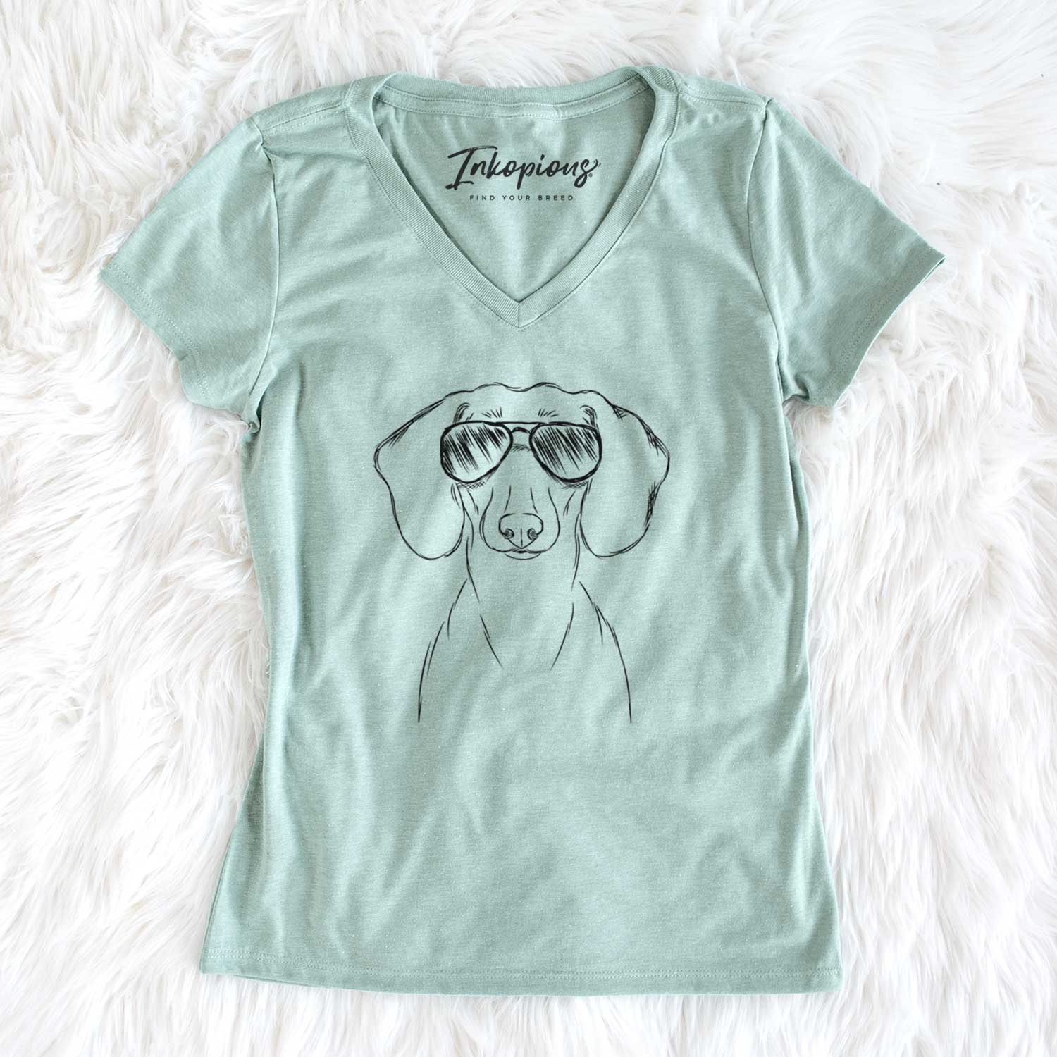 Aviator Hans the Dachshund - Women's V-neck Shirt