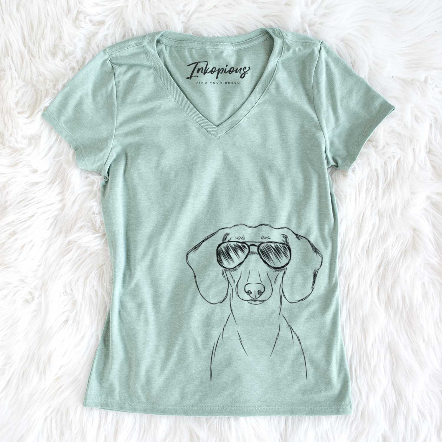 Aviator Hans the Dachshund - Women's V-neck Shirt