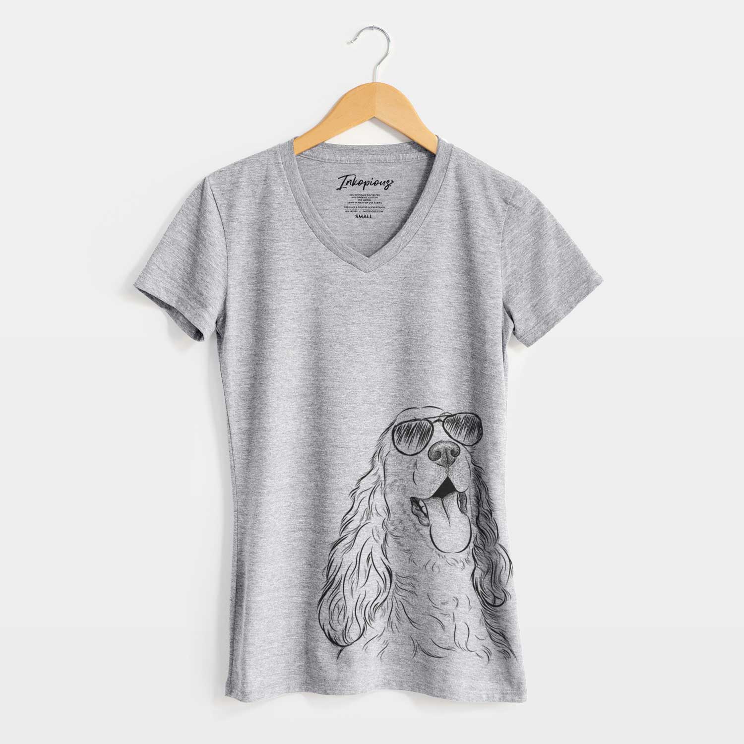 Aviator Happy Henry the English Cocker Spaniel - Women's V-neck Shirt