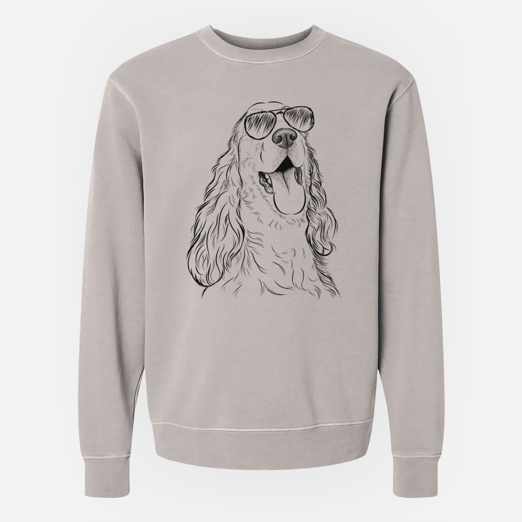 Aviator Happy Henry the English Cocker Spaniel - Unisex Pigment Dyed Crew Sweatshirt