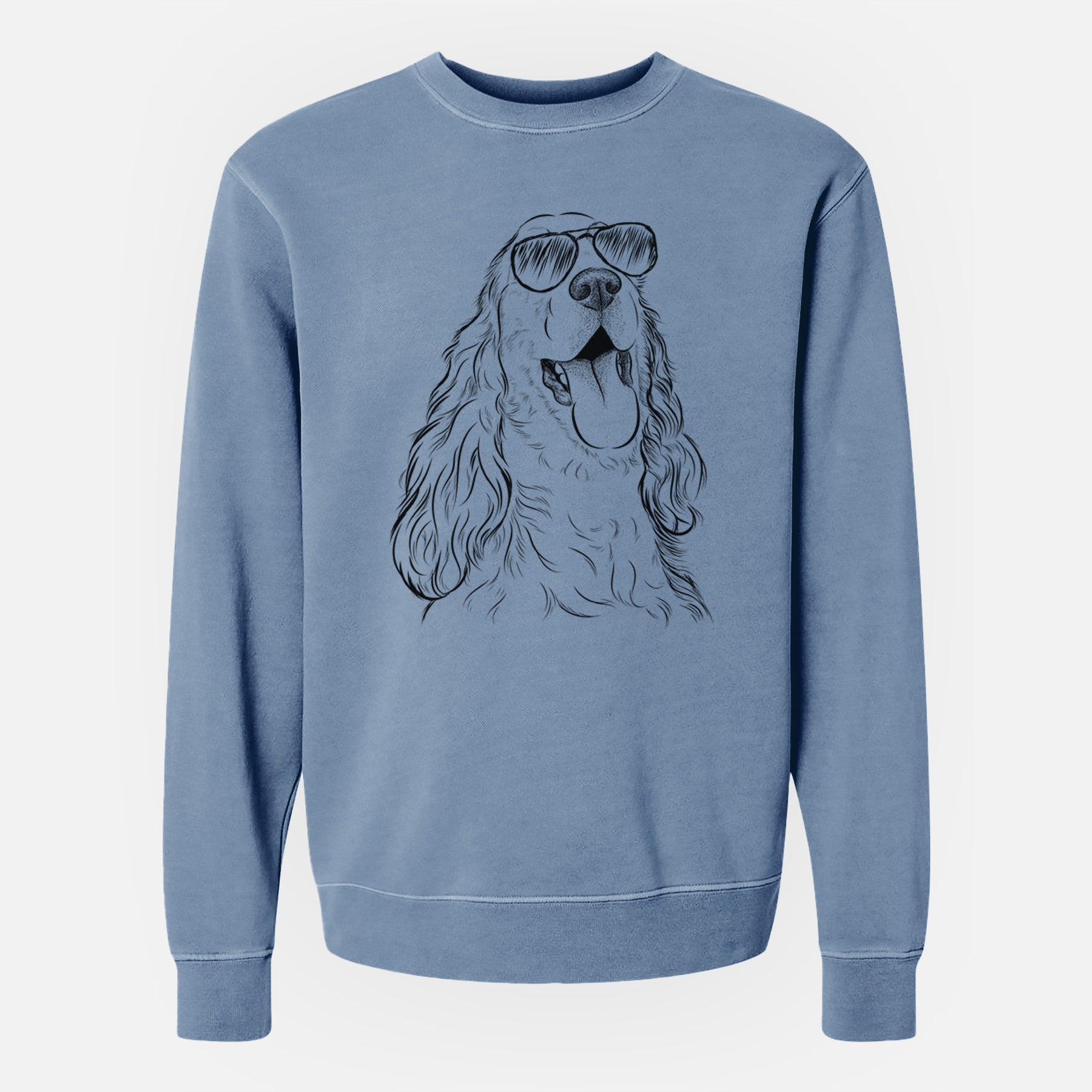 Aviator Happy Henry the English Cocker Spaniel - Unisex Pigment Dyed Crew Sweatshirt