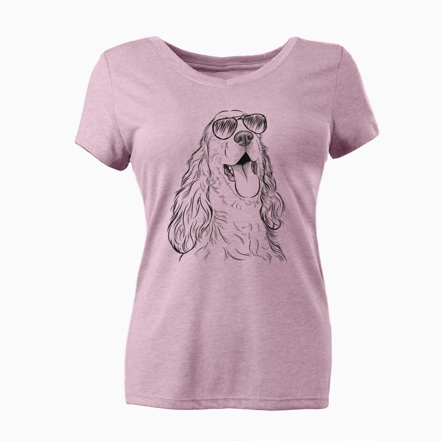 Aviator Happy Henry the English Cocker Spaniel - Women's V-neck Shirt