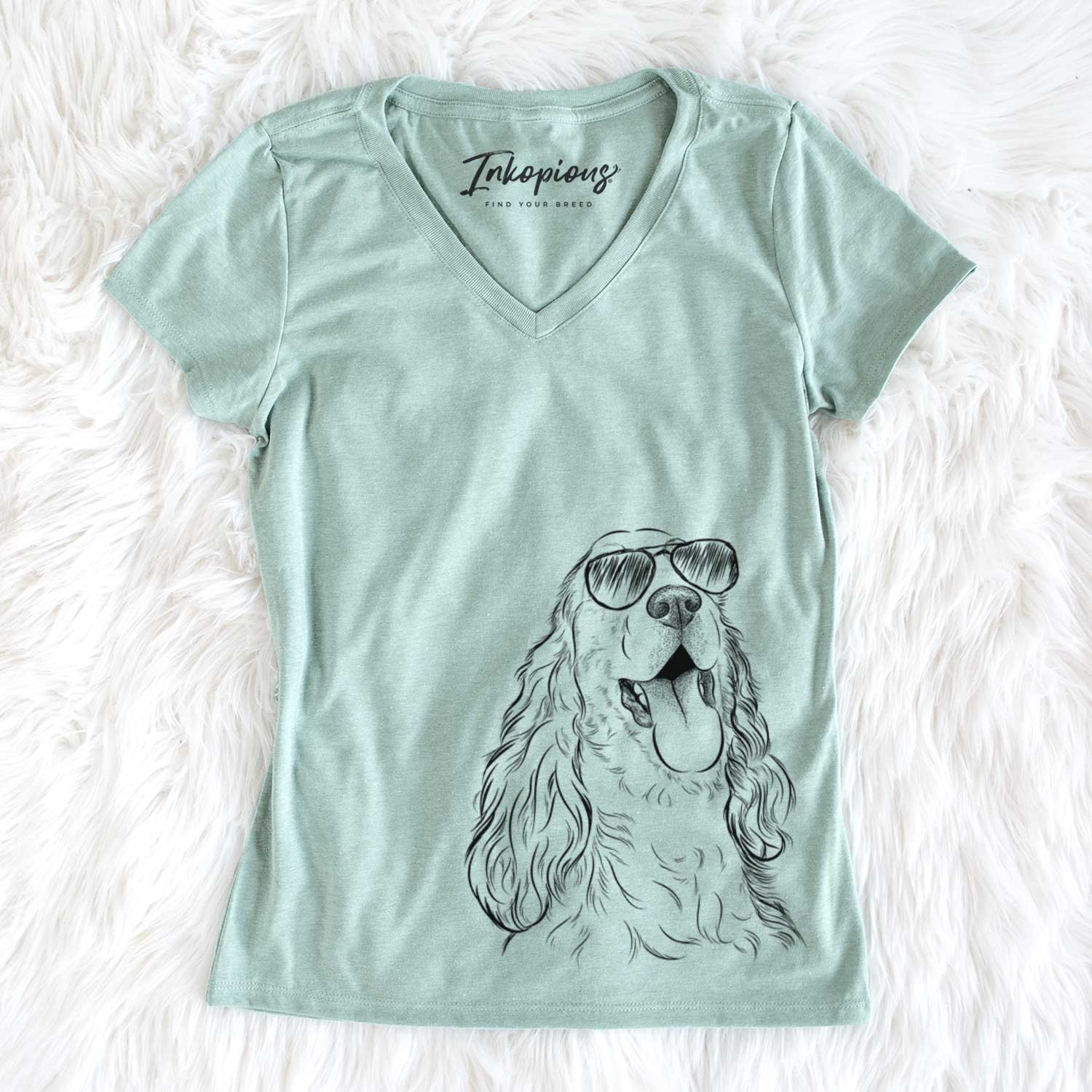 Aviator Happy Henry the English Cocker Spaniel - Women's V-neck Shirt